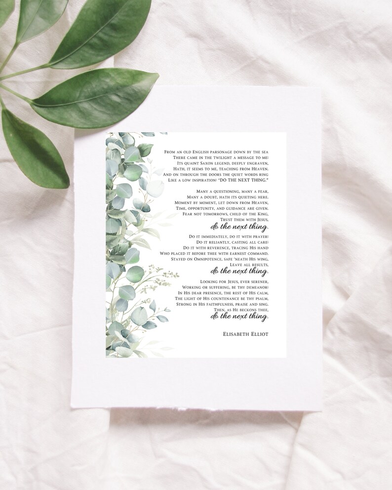 Elisabeth Elliot Poem | Do the Next Thing | Christian Wall Art ...