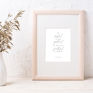Romans 12:12, Be joyful in hope, patient in affliction, faithful in prayer, Minimalist, Bible Wall Art, Printable, Scripture, Baptism gift