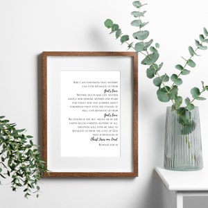 Romans 8:38-39, Nothing can ever separate us from God's love, Bible Verse Wall Art, Scripture, Baptism gift, Christian gift, Christian decor