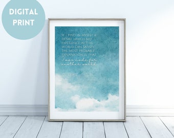 Citazione di C.S. Lewis / Sono stato creato per un altro mondo / Arte da parete con citazione cristiana / Stampa digitale / Poster con citazione cristiana