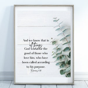 Romans 8:28 | Faith Inspired Signs | Christian Downloadable Art | Bible Verse Print | Christian Scripture Wall Art | Digital Download