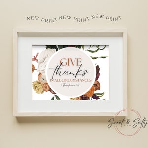1 Thessalonians 5:18 | Give Thanks | Thanksgiving Digital Wall Art | Bible Verse Digital Print