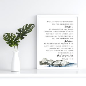 Romans 8:38-39, nothing can ever separate us from God's love, Bible Wall Art, Printable, Scripture, Baptism, Christian gift, Christian decor