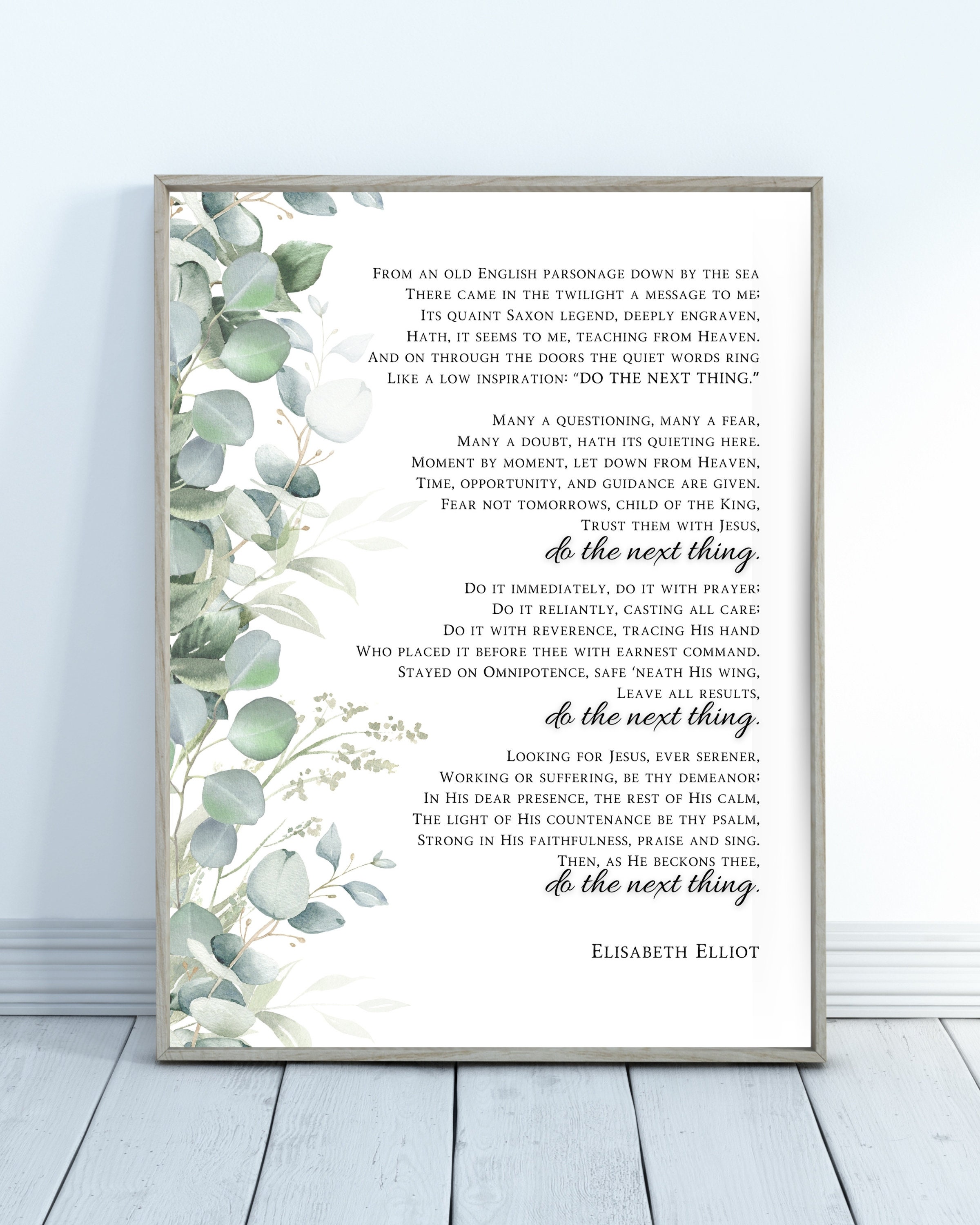 Elisabeth Elliot Poem | Do The Next Thing | Christian Wall Art | Digital Print | Christian Decor