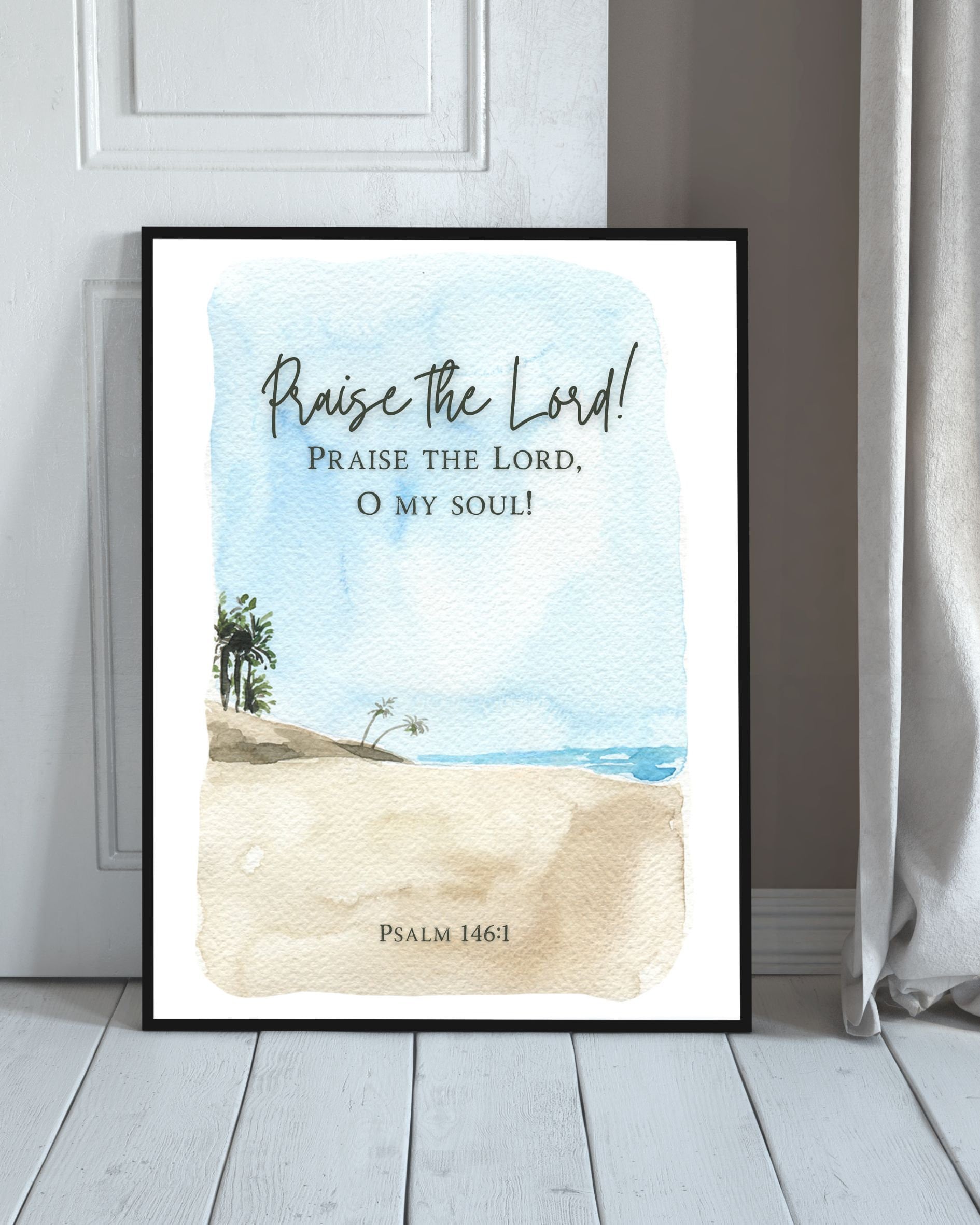 Psalm 146:1 Praise The Lord - Floater Frame Painting on Canvas Orren Ellis Format: Silver Framed, Size: 31.5 H x 31.5 W x 1 D