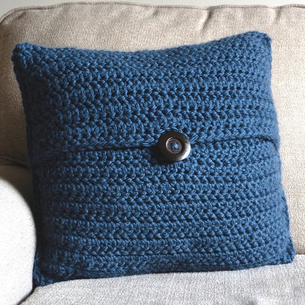 Crochet Throw Pillow Handmade Envelope Herringbone Pattern Soft Wool Multiple Modern Colors - Elizabeth Pillowcase