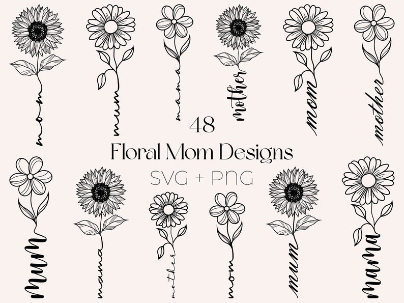 Flower Mom Svg Bundle Floral Mom Svg Files for Cricut Mothers - Etsy