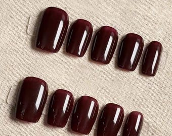 Chocolate Brown Nails – Handmade Press On Nail Set, Classic Neutral Brown
