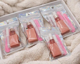 Extra aandrukkit voor nagels: nagellijm, zelfklevende lipjes, vijl, alcoholkussentje en nagelriemstokje – herbruikbare voorbereidingsset voor aandrukken