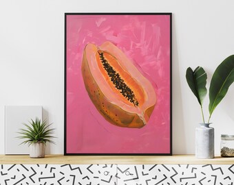 Papaya Art Print | Tropical Fruit Wall Decor (Digital Download)