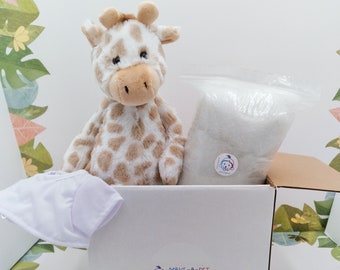 Single Make Your Own Giraffe Party Kit with white t-shirts 10" Giraffe Plushie Stuff Your Own Lion Make a Bear Jungle Birthday Party Favor