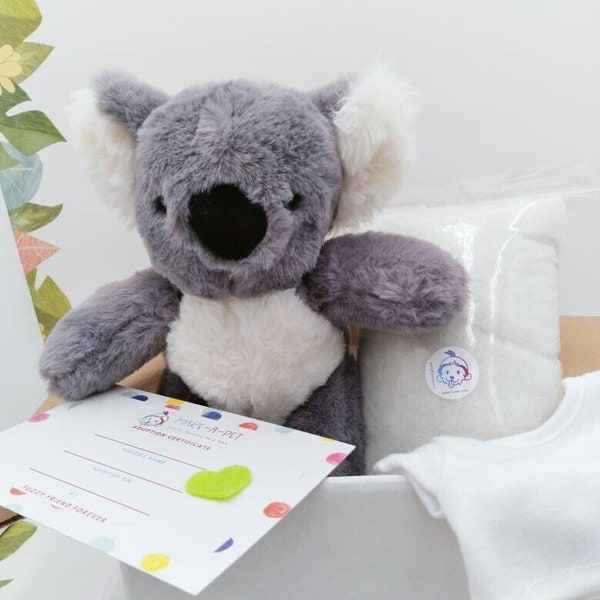 10" Unstuffed Koala Bear Kit with White T-shirt, Unstuffed Classic Teddy Bear, Stuff your own Bear, Kids Party Kit, Make your own Teddy Bear