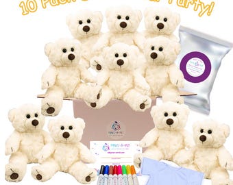 10 Pack Stuff Your Own Donut Teddy Bear Party Kit: (Optional Shirts)