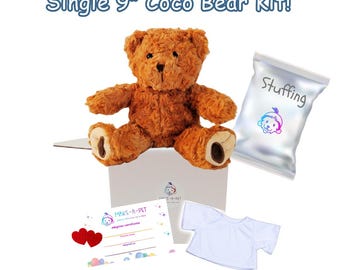9" DIY Teddy Bear Stuffing Kit with White T-shirt, Kids Party Favor
