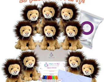 DIY Stuff Your Own Lion Party Kit (10 Pack) Optional T-shirts & Bandanas Birthday Party Favor