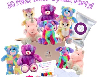 10 Pack DIY Color Splash Plushie Party Favor Kit: Optional Shirts