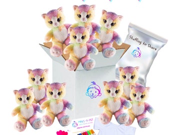 10 Pack Make Your Own Kitty Cat Party with/without Shirts or Bandanas 10&quot; Cat Plushie Stuff Your Own  Make a Bear Kids Birthday Party Favor