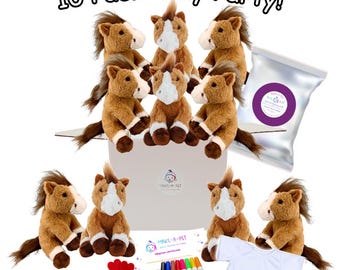 10 Pack Pony Party Kit, Stuff Your Own Plush Horse, Optional Shirts