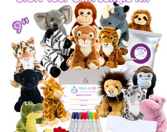 15 Pack DIY Stuff Your Own Jungle Party Favor Kit, Optional T-shirts, Safari Animals