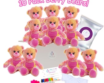 10 Pack Make Your Own 9&quot; Berry Bear Party Kit With or Without Shirts or Bandanas Teddy Plushie Make a Bear Kids Birthday Party Favor
