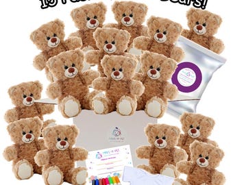 15 Pack Waffle Bear Kit, Stuff Your Own Plushie Party Favor, Optional Shirts