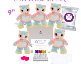 5 Pack DIY Kitty Plushie Party Kit, Stuff Your Own Stuffed Animal Cat