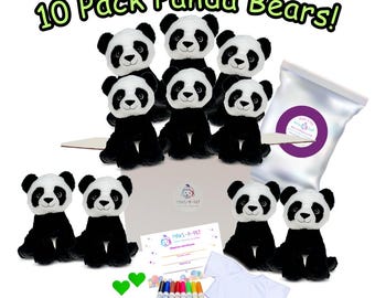 10 Pack ECO Panda Bear Party Kit, Stuff Your Own Plushie, Kids Craft