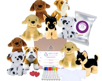 10 Pack Pup Squad Party Favor Kit, Stuff Your Own Dog, Optional: T-shirts