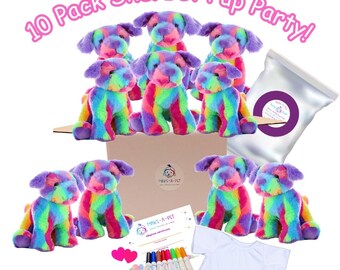 Sherbet Puppy Party Kit: 10 DIY Plush Dogs, Optional T-shirts, Party Favor