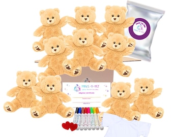 10 Pack Biscuit Bear Party Favor Kit (Optional Shirts) – Stuff Your Own Plushie