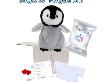Unstuffed Penguin Plushie Kit with T-shirt, DIY Stuff-Your-Own Animal