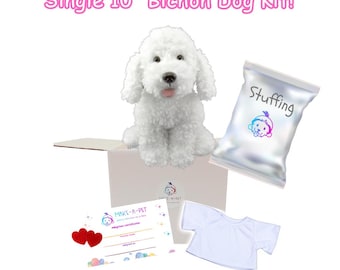 9" Unstuffed White Poodle Plushie Kit, DIY Stuff-Your-Own Dog, Kids Party