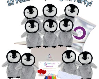 DIY Penguin Party Kit: Stuff-Your-Own Animal, Favors (10 Pack) Makeapet