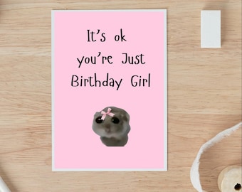 Carte de voeux virale meme hamster triste, joyeux anniversaire, je suis juste une fille qui fête son anniversaire, meme drôle, carte d'anniversaire pour elle, cartes d'anniversaire