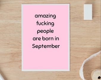 September Geburtstagskarte, September Geburtstagskarte, lustige Geburtstagskarte Freund, Geschenk für sie Geburtstagskarte, Geburtstagskarte
