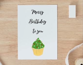 Christmas Birthday Card December Birthday Card Merry Birthday Card for Her Birthday Christmas Card Funny Happy Birthday Card for Him