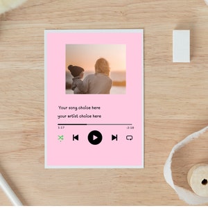 Personalisierte Song-Grußkarte für ihn,, benutzerdefiniertes Song-Poster, personalisierter Spotino-Druck, Geschenk für sie, anpassbare Musik-Streaming-Karte