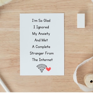 Extraño de Internet, Novio, Tarjeta de aniversario divertida para ella, Tarjeta de aniversario de él, Tarjeta divertida para novia, Aniversario para él