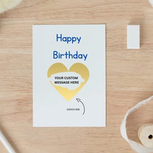 Create Your Own Surprise Scratch Card for Him or Her, Birthday Surprise Present, Gold Heart Scratch Card, Dad Scratch Card, Surprise Gift