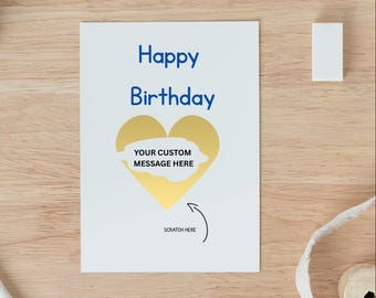 Créez votre propre carte à gratter surprise pour lui ou elle, cadeau surprise d'anniversaire, carte à gratter coeur or, carte à gratter papa, cadeau surprise