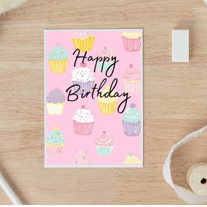 Cupcake Birthday Card, Friend Greeting Card, Best Friend Birthday Card,Birthday Card, Card for her, Card for Him, Birthday Cake Card,