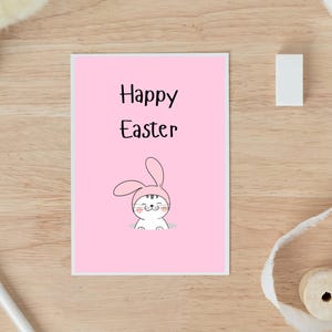 Carte de Pâques de chat, carte de Joyeuses Pâques, carte de Pâques de chat, carte de lapin de Pâques, cadeaux de Pâques de chat, carte de chat, Pâques de chat, cartes de Pâques mignonnes, amoureux des animaux de compagnie