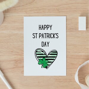 Tarjeta del día de San Patricio, tarjeta con trébol de cuatro hojas, linda tarjeta para un amigo, tarjeta para un amigo, tarjeta con trébol
