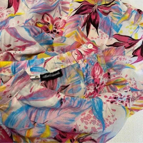 Allan Edwards Vintage 80s Bright Tropical Print M… - image 6