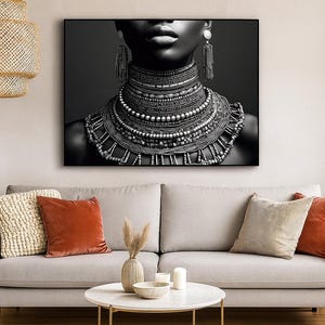 Artwork print , Lady art , Museum poster , Gallery Wall Art , Black Woman Art , African art ,  Black and white art ,  wall art printable ,