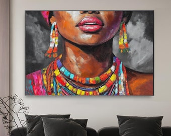 Vibrant African Woman Art Print: Colorful Fashion Portrait (Digital Download)