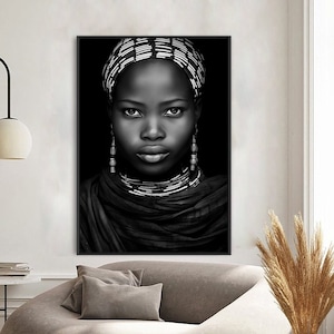 Black Woman Art , African art ,  Black and white art , photography artwork , digital prints , wall art printable , extra large wall art