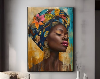 Black Woman Art Print: Afrocentric Gallery Wall Decor (Digital Art)