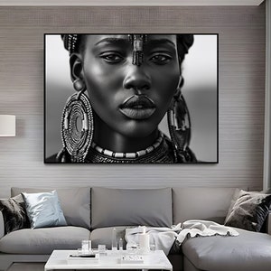 Artwork print , Lady art , Muserum poster , Gallery Wall Art , Black Woman Art , African art ,  Black and white art ,  wall art printable ,