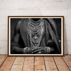 Poster of African Queen, Lapiz Gemstones, Blue and Gold Goddess